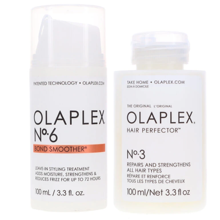 Simple Olaplex No. 3 Hair Perfector 3.3 Oz & No. 6 Bond Smoother Reparative Styling Creme 3.3 Oz Combo Pack 3 Simple Olaplex No. 3 Hair Perfector 3.3 Oz & No. 6 Bond Smoother Reparative Styling Creme 3.3 Oz Combo Pack